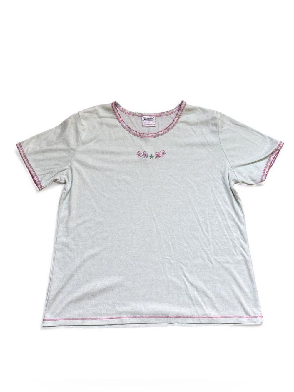 Vintage Y2K WonderBra Loungewear Top // Mint Green Floral Coquette Tee L